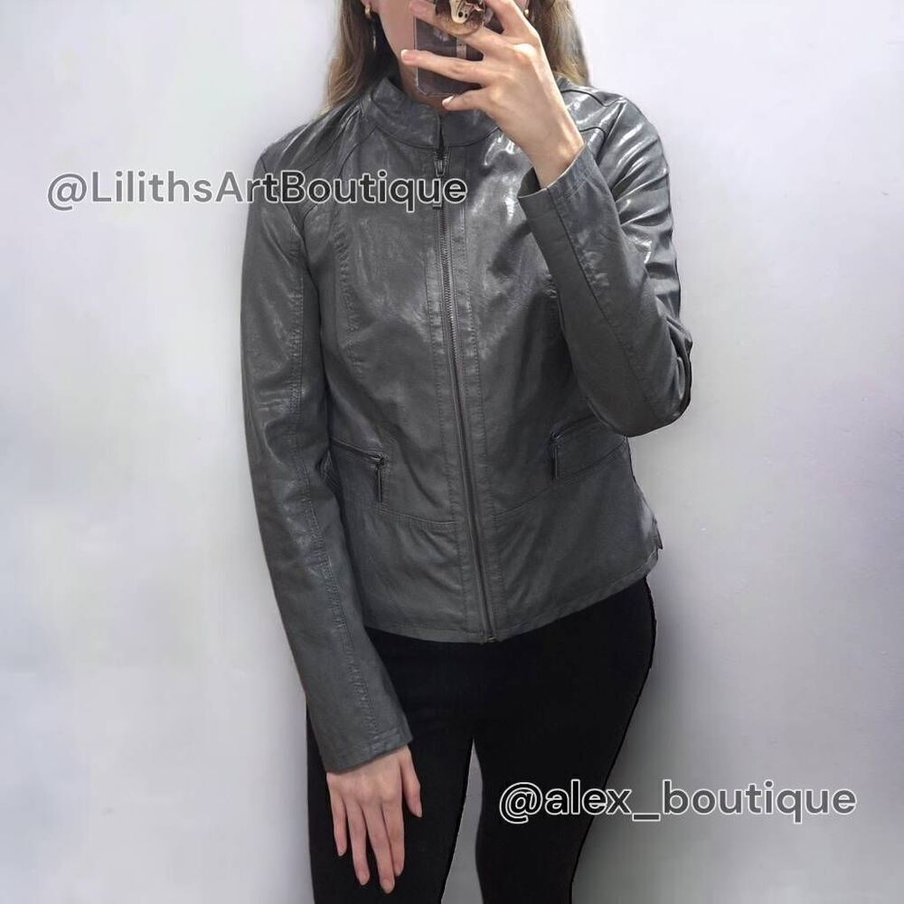 Apt.9 Faux Leather Moto Jacket(S013)-Size S for Women